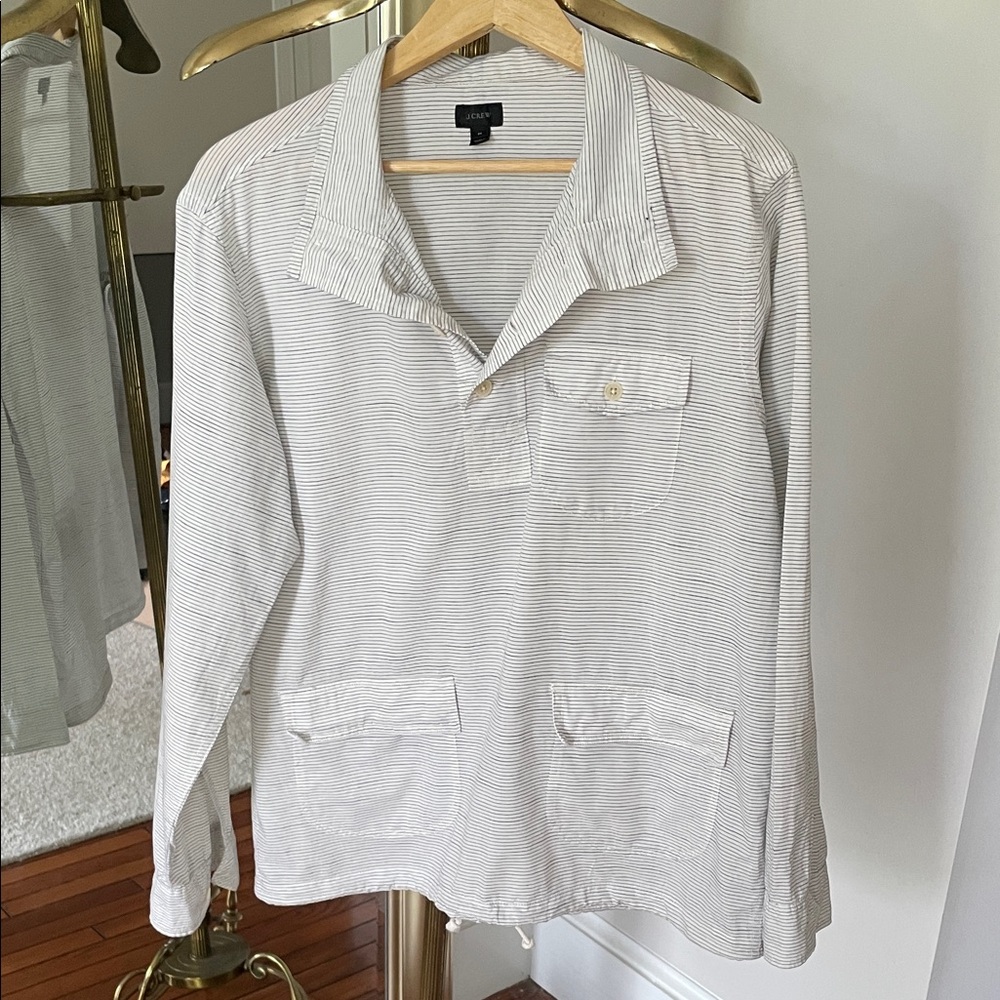 J. Crew Casual Button Down Shirt - White with thin dark Stripes